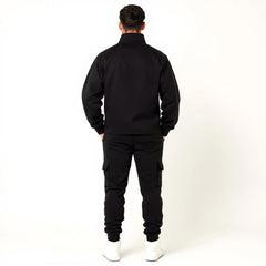 Men's Fleece Voi London Mock-Neck Tracksuit With Zipper  - Black