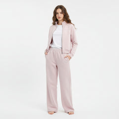Women's Mont Maire Zipper Track Suit With Baggy Trouser - Baby Pink