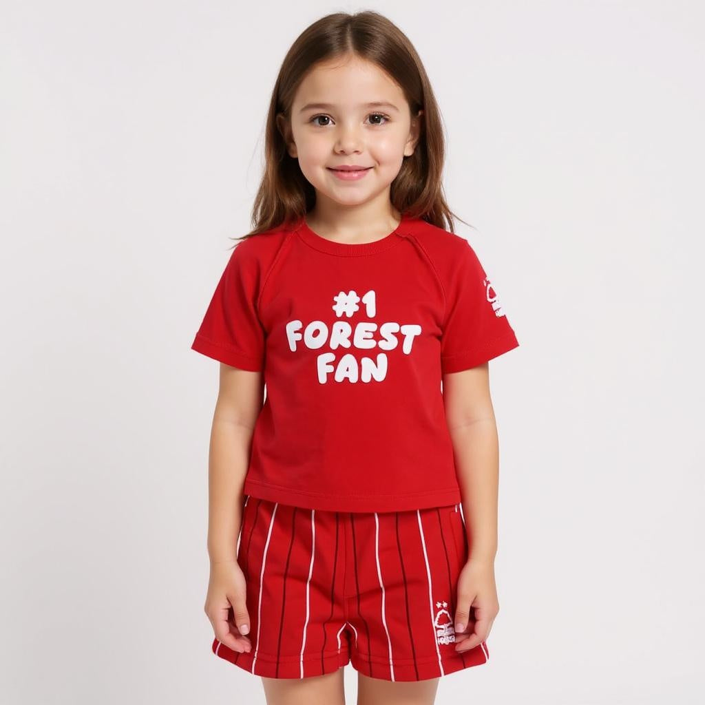 Kids Forest T-Shirt With Short - Red