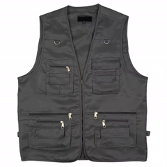 Men's Charcoal Fishing Vest with Multipurpose pockets