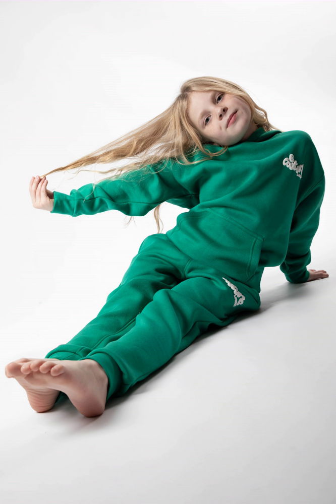 Girl's Green Fleece Hoodie and trouser set
