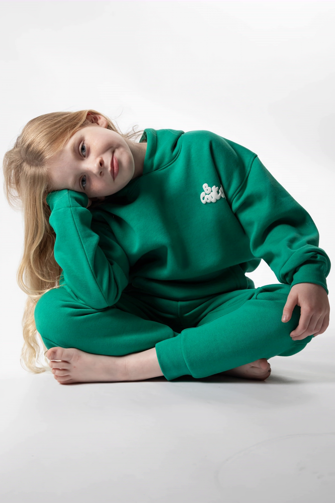 Girl's Green Fleece Hoodie and trouser set