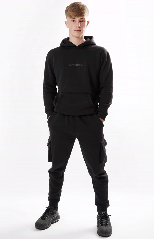 Boy's Black Hoodie and trouser set