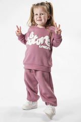 Kids pink sweatshirt and trouser set
